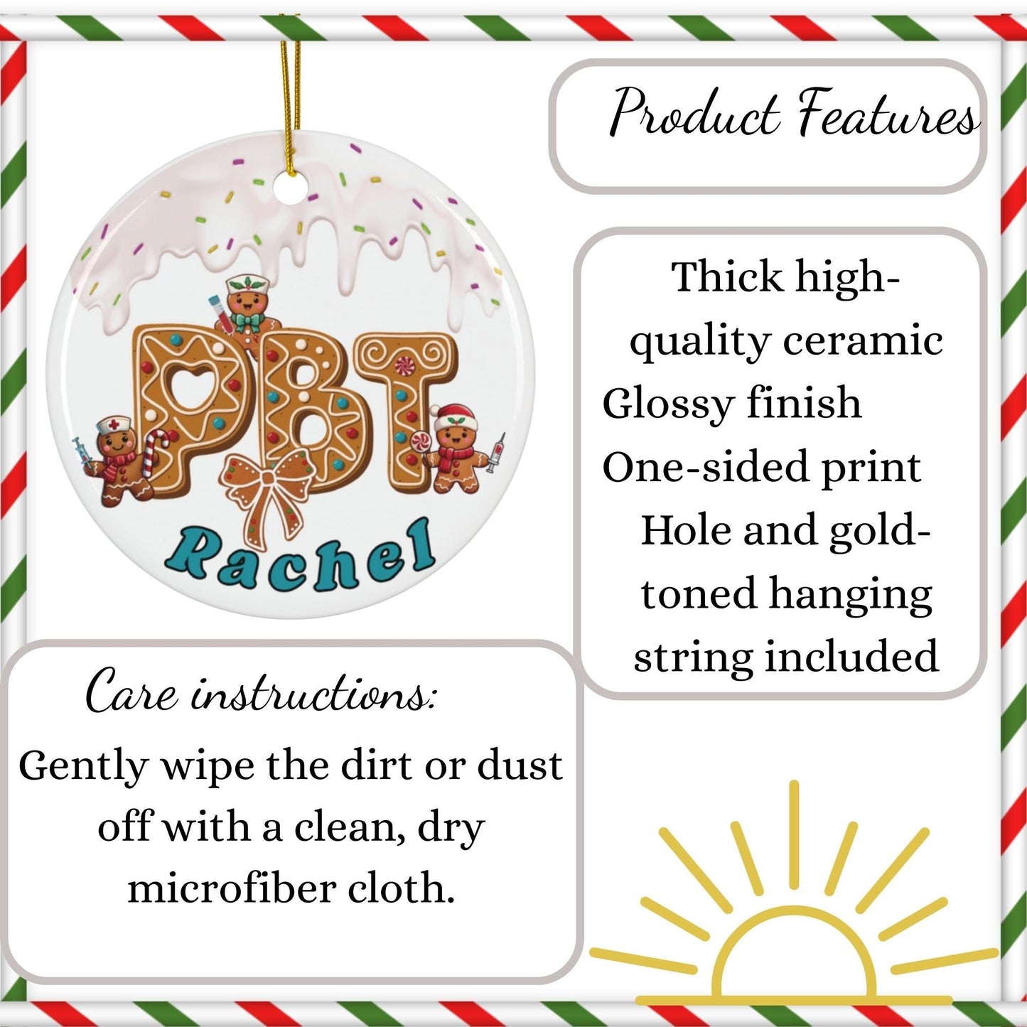 Personalized Gingerbread Phlebotomist Ornament: Custom Initial Christmas Tree Decoration