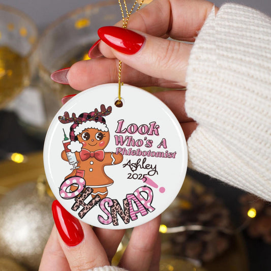 Custom New Graduate Phlebotomist Christmas Ceramic Ornament
