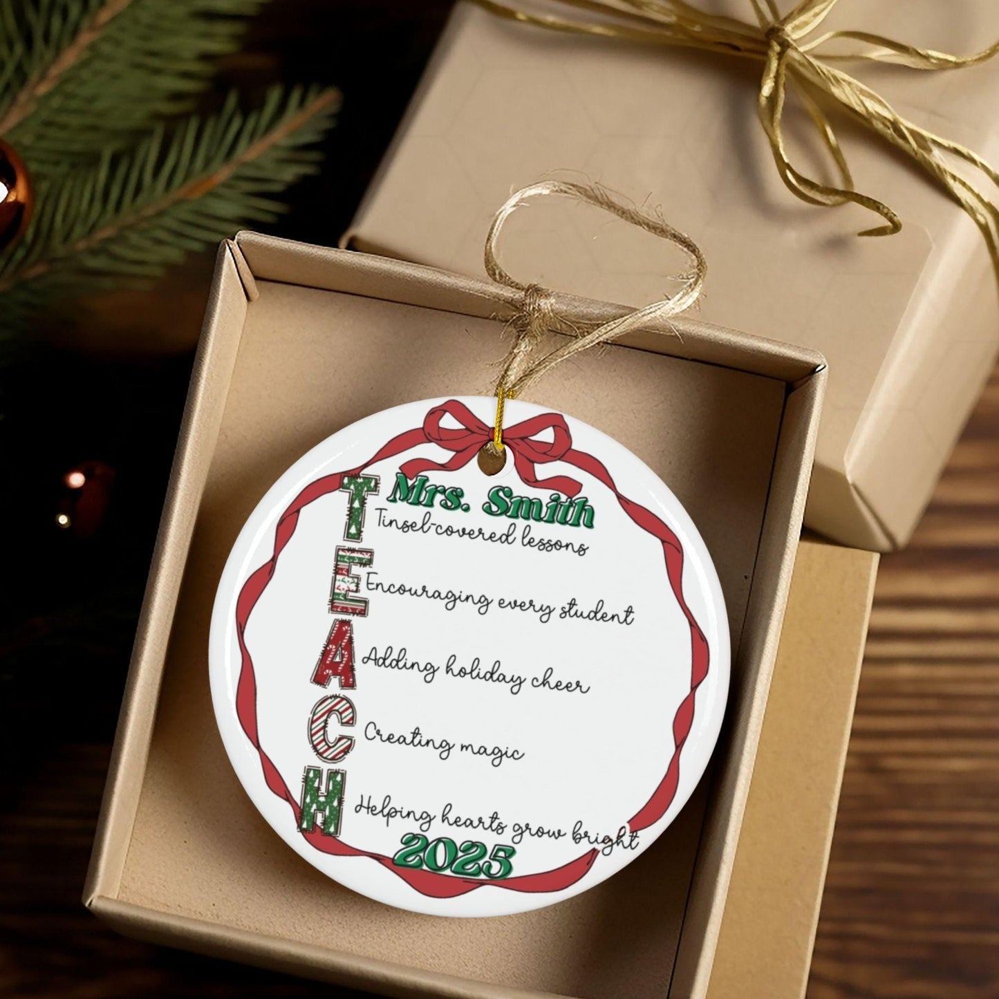 Custom Teacher Ornament: 2025 Graduation Keepsake, Classroom Christmas Decor