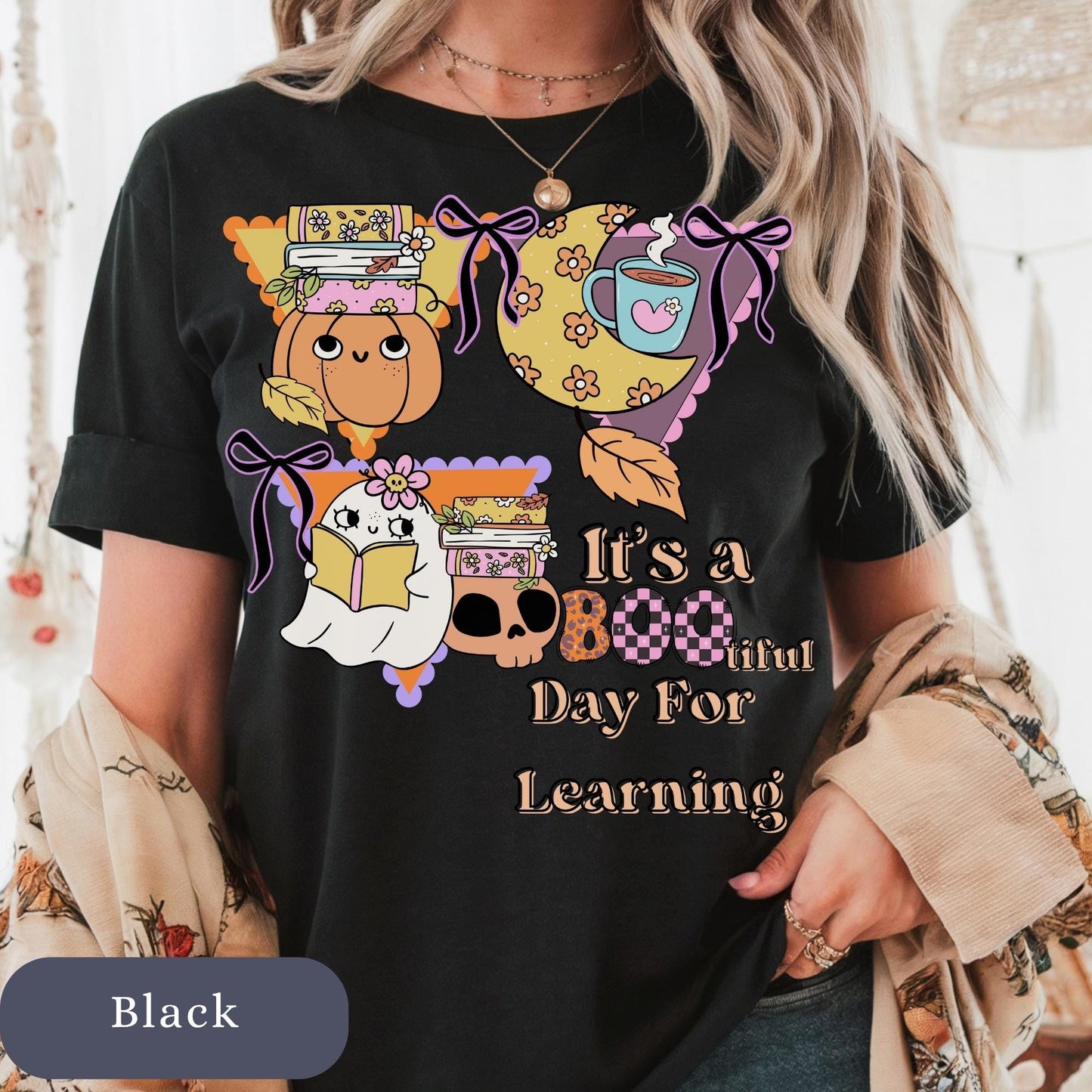 Funny Teacher Halloween T-Shirt: Spooky Book Ghost Comfort Colors Tee