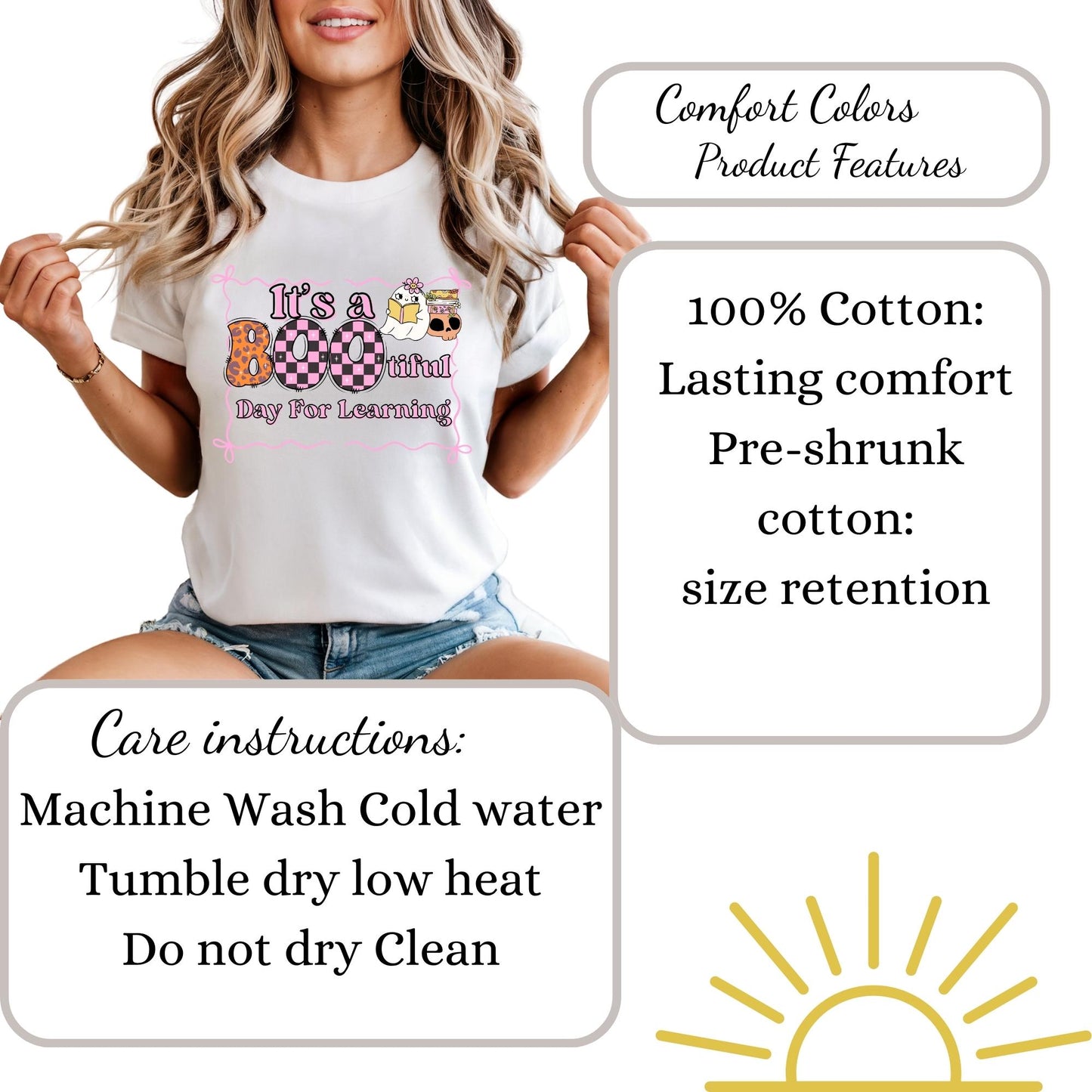 Funny Ghost Halloween Comfort Colors® 100% Cotton Teacher t-shirt S-4XL