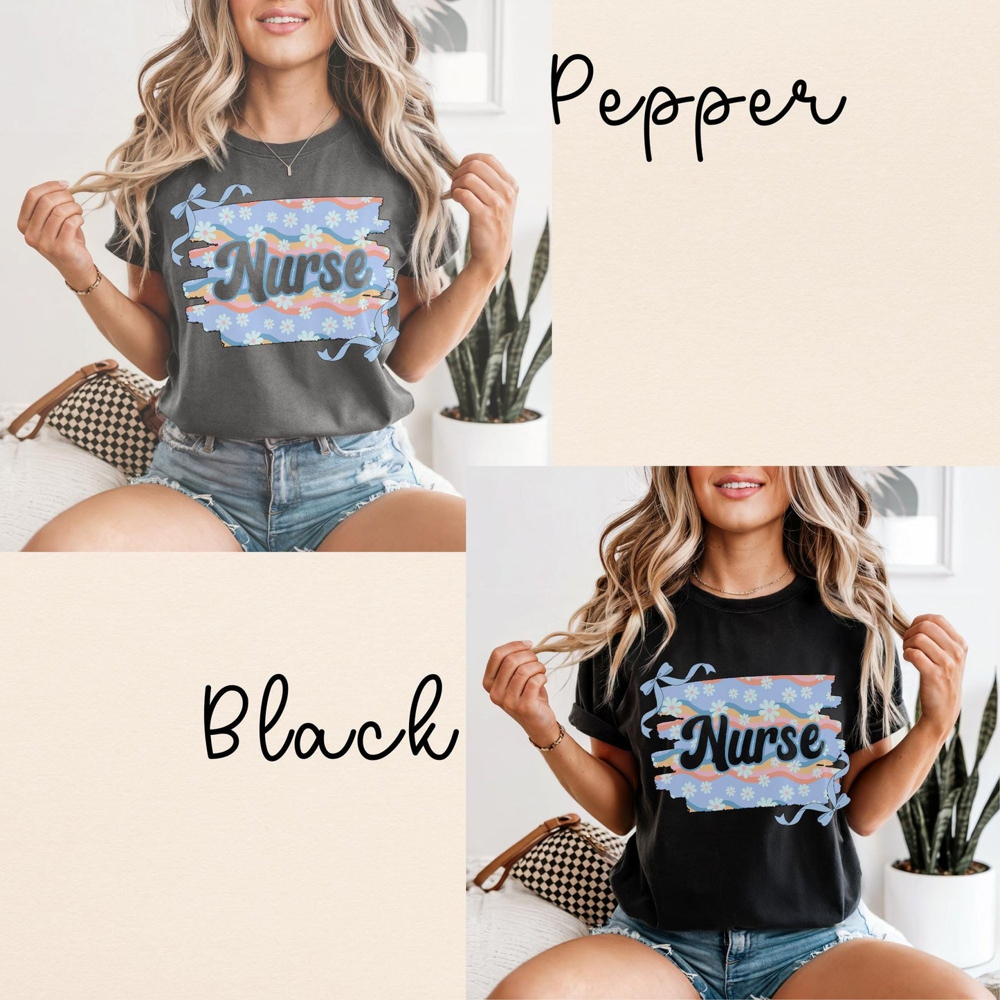 Nurse Comfort Colors T-Shirt: Floral Spring/Summer Medical Tee