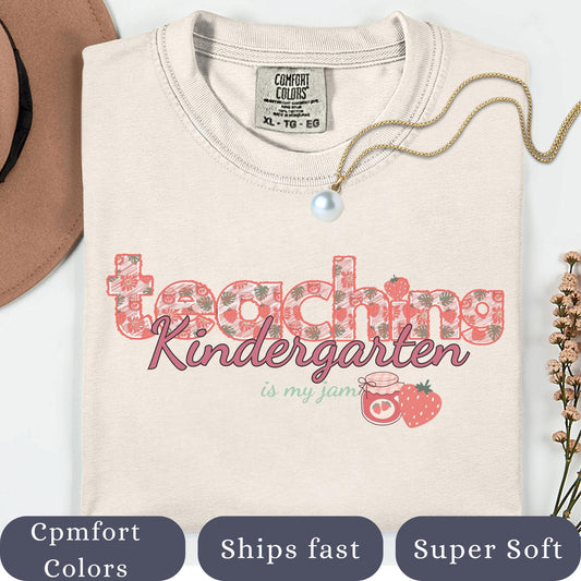 Teaching is my jam t-shirt| kindergarten teacher back to school apparel| elementary teacher strawberry shirt| teacher appreciation gift idea