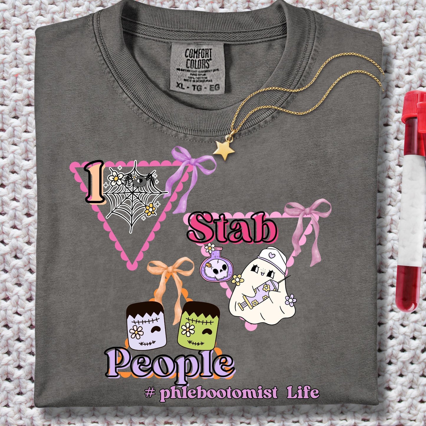 Funny Halloween Phlebotomist Shirt: Spooky Retro Ghost Comfort Colors Tee