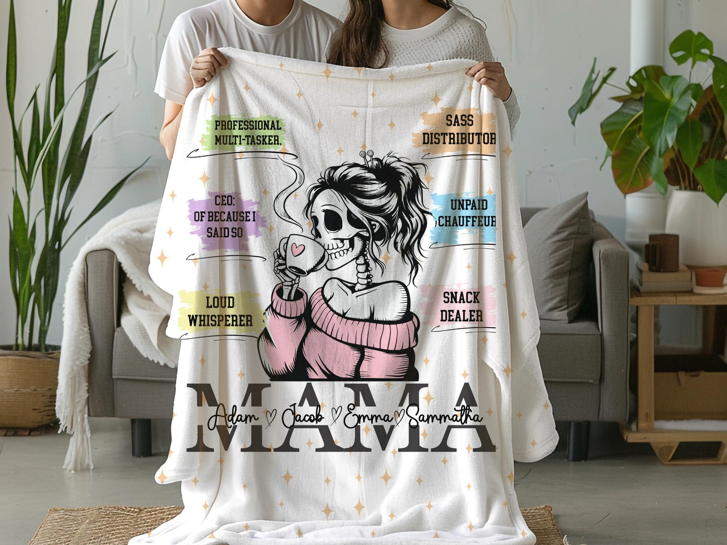 Personalized Mama Blanket: Sassy Mom Quote Velveteen Plush Throw