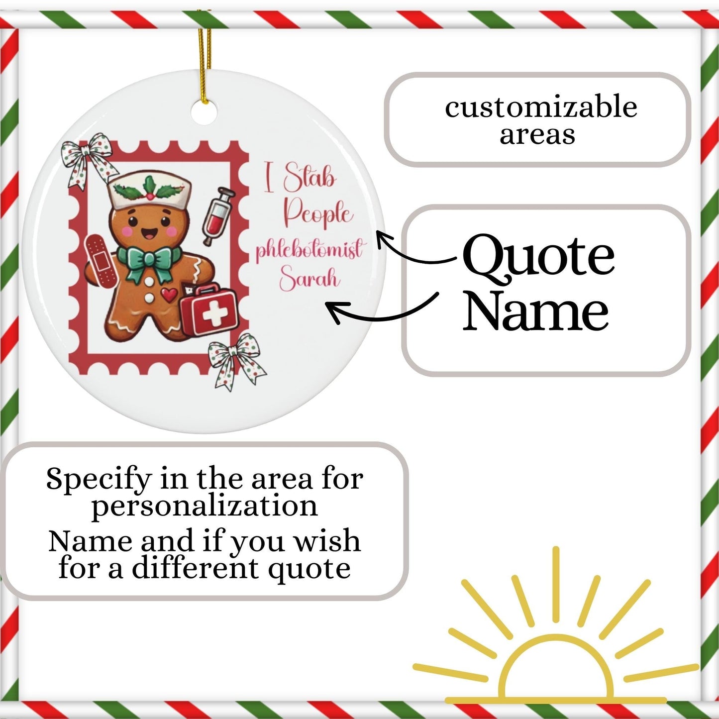 Phlebotomist Christmas Ornament: Gingerbread Stamp, Coquette Keepsake Tree Decor
