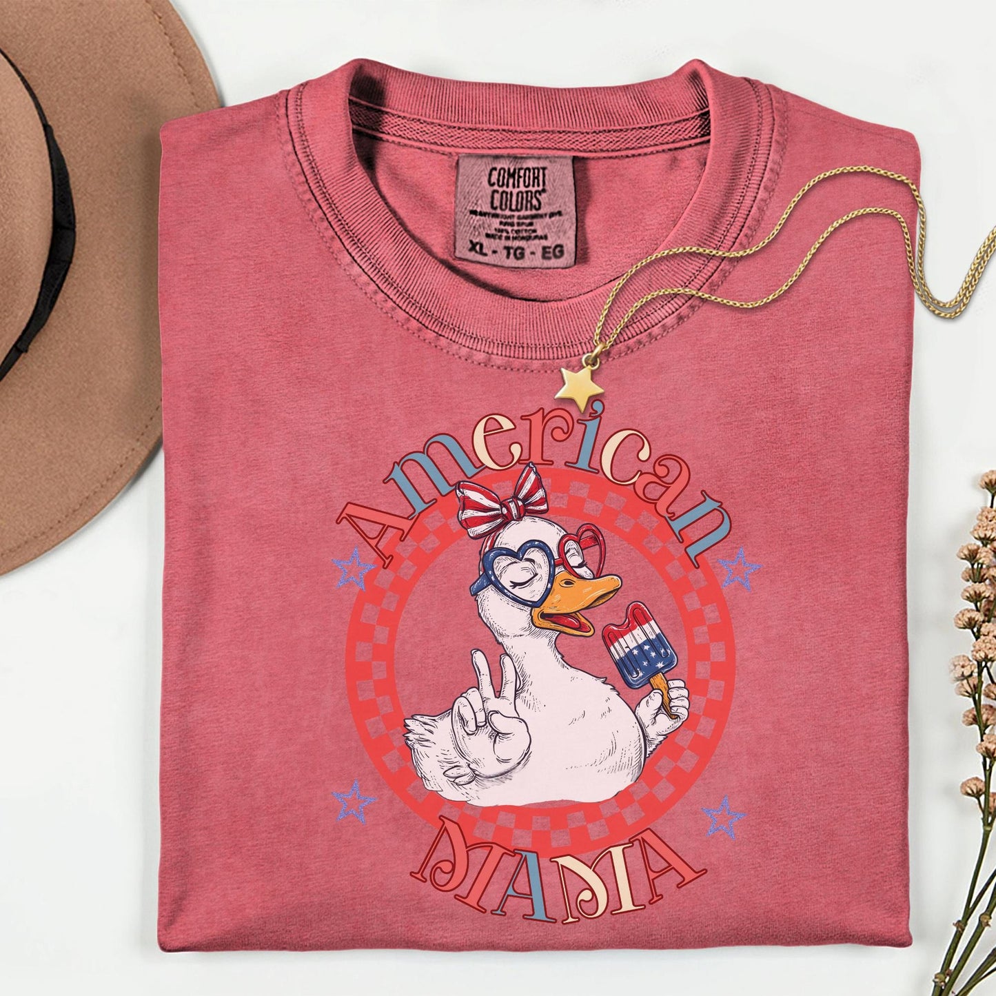 Patriotic Mama Comfort Colors Shirt: 4th of July American Flag Tee