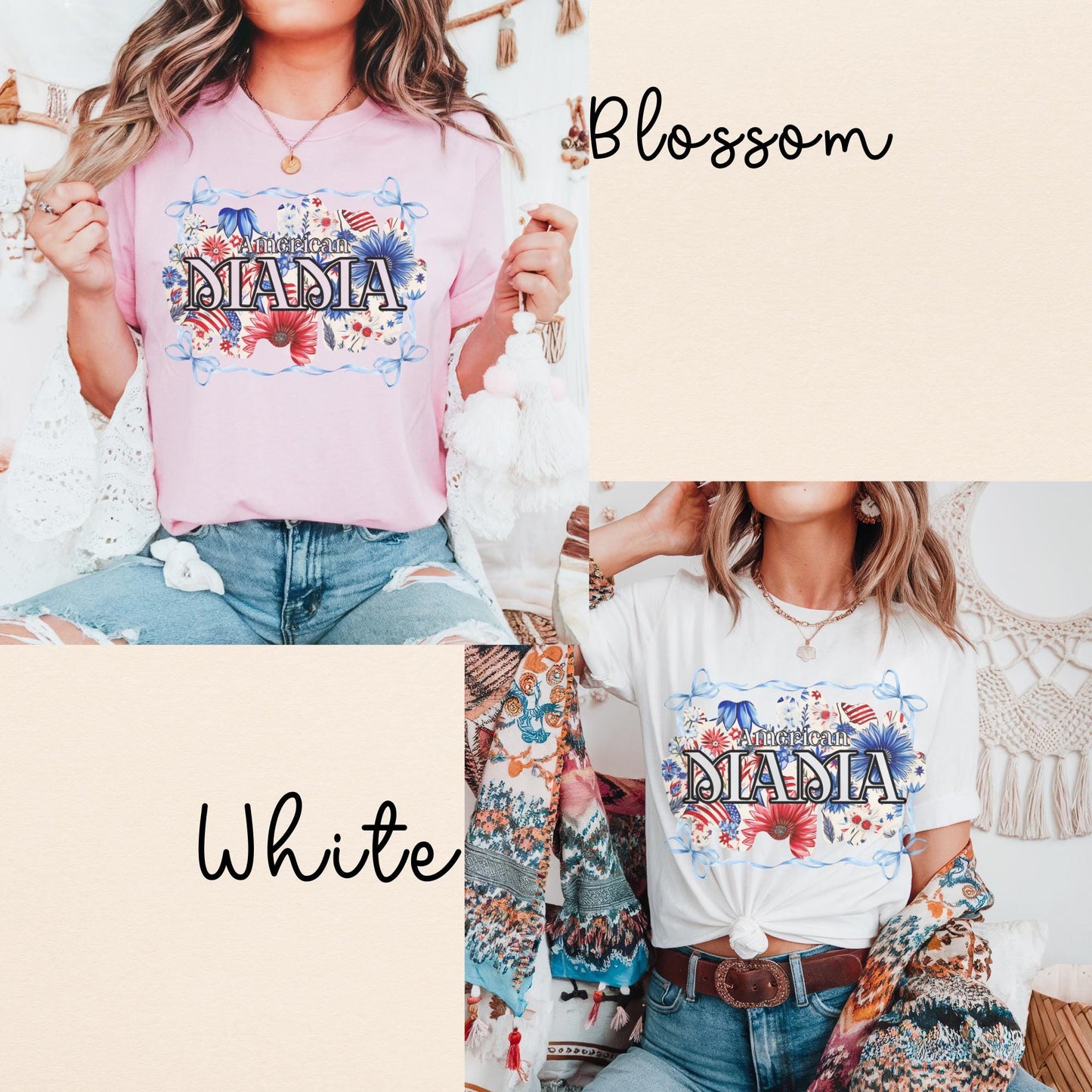 American Mama 4th of July Comfort Colors Tee: Patriotic Floral Shirt