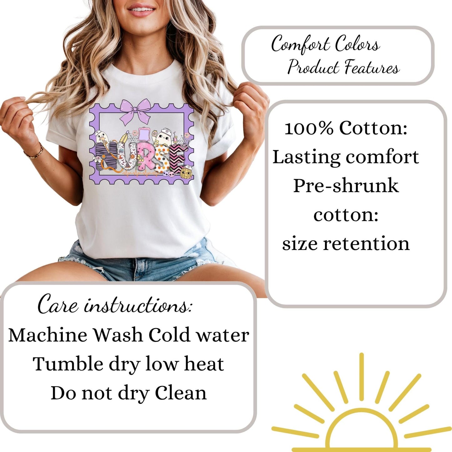 Nurse Halloween Ghost Comfort Colors® 100% cotton autumn t-shirt S-4XL