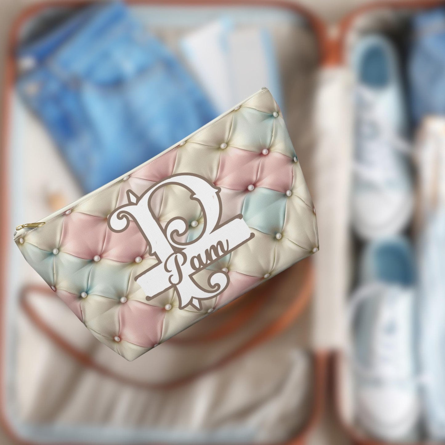 Personalized Monogram Accessory Pouch: Travel Makeup Bag, Gift for Mom