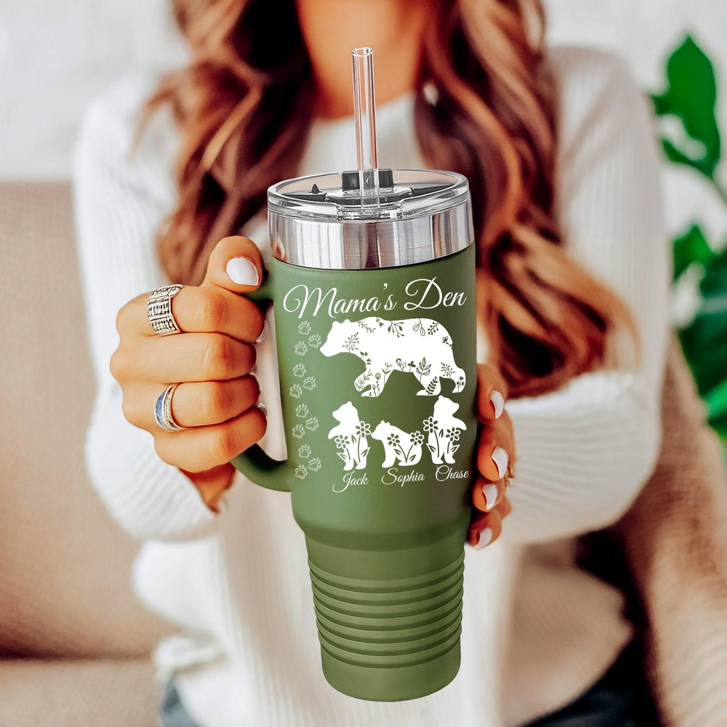 Personalized Mama Bear 40oz Tumbler: Insulated Coffee Mug Gift