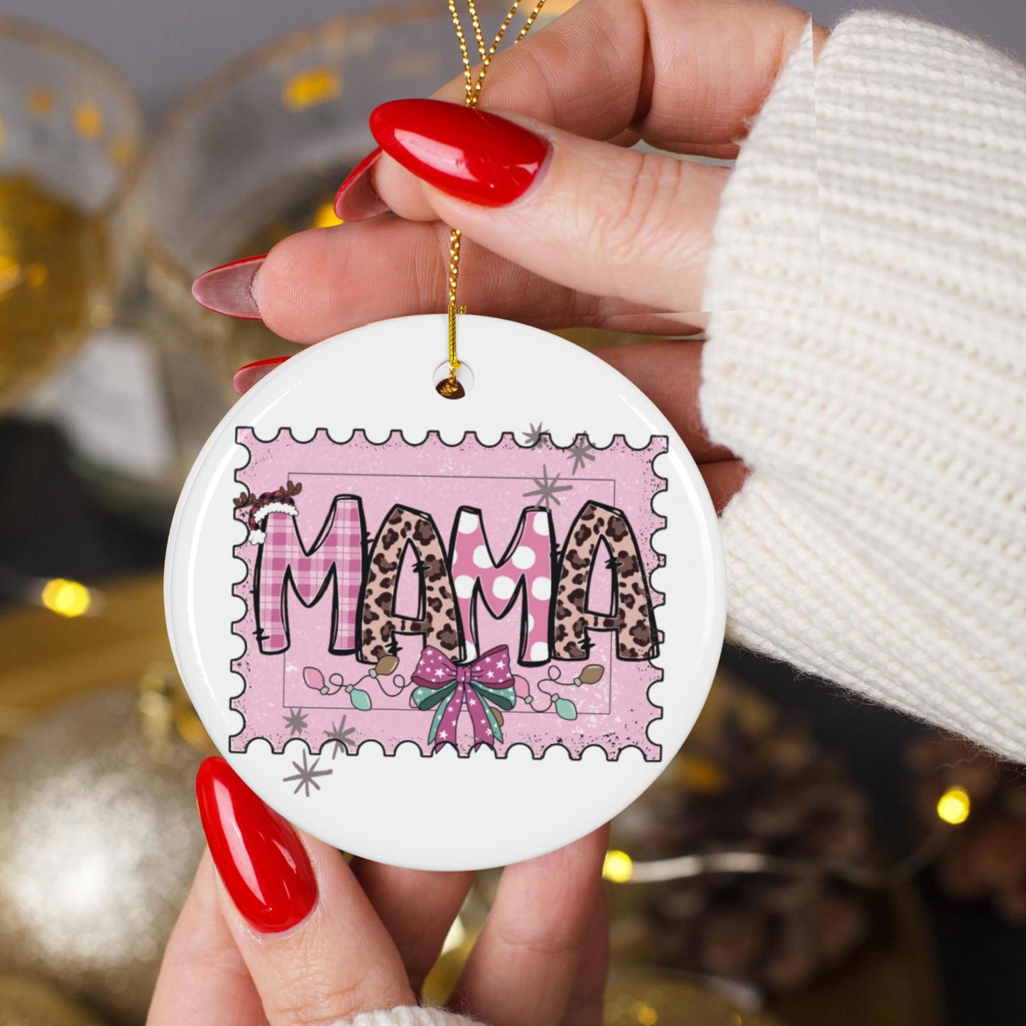 Pink Coquette Leopard Print Ornament: Mama Christmas Tree Decor