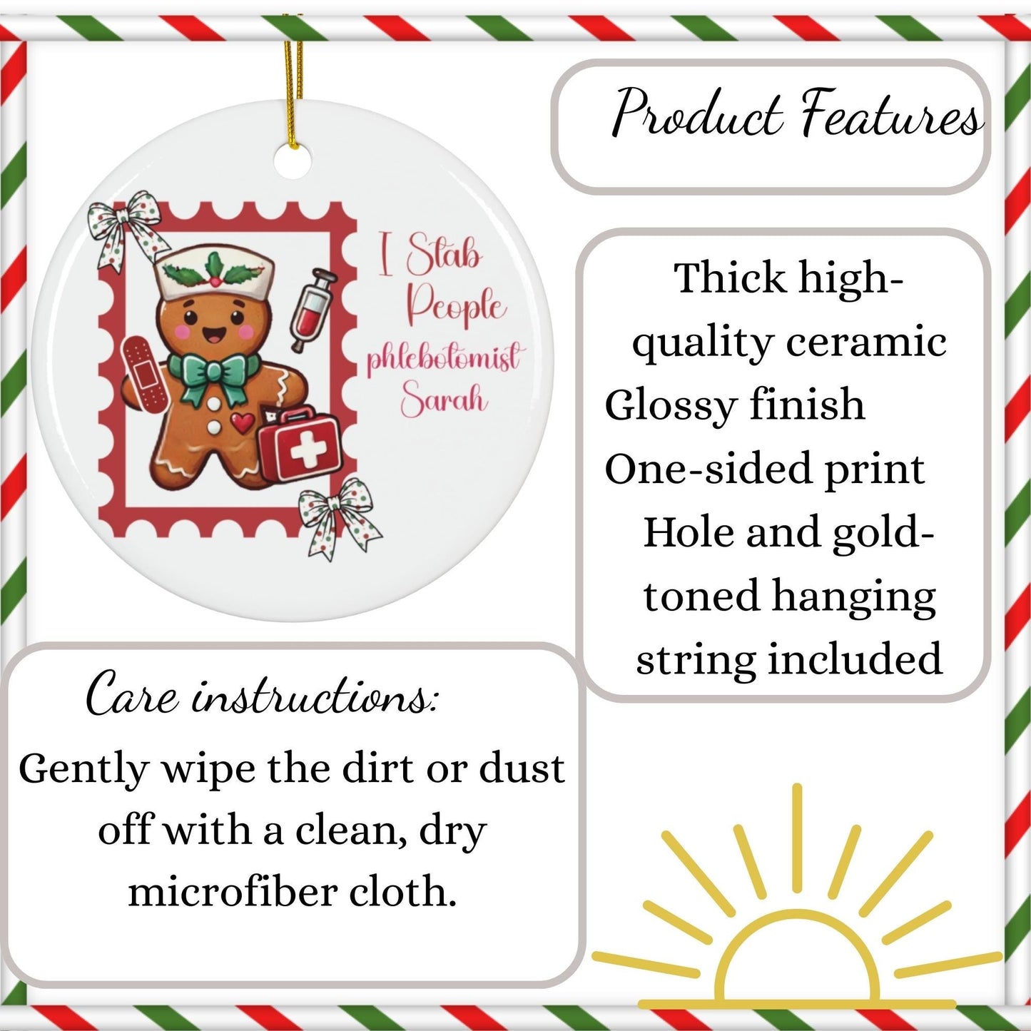 Phlebotomist Christmas Ornament: Gingerbread Stamp, Coquette Keepsake Tree Decor