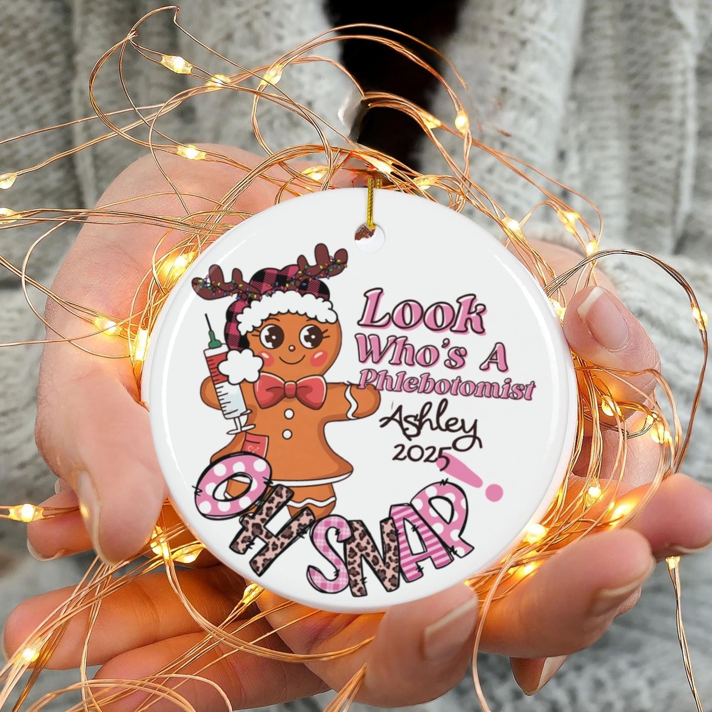 Custom New Graduate Phlebotomist Christmas Ceramic Ornament