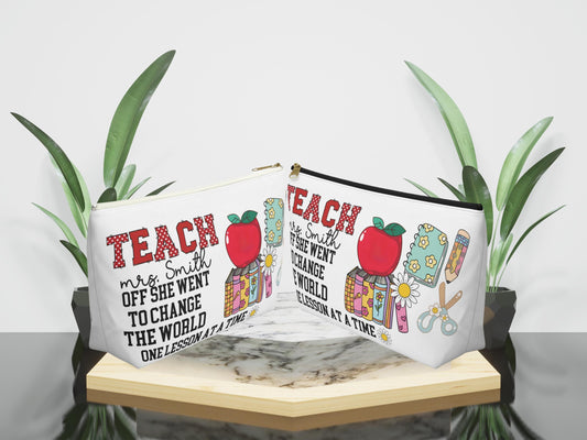 Personalized Teacher Accessory Pouch: Custom Name Makeup Bag