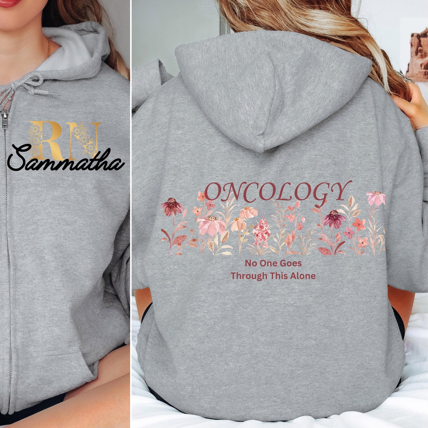 Personalized registered oncology nurse fleece jacket custom nursing graduation gift for licensed practical nurse student full zip hoodie