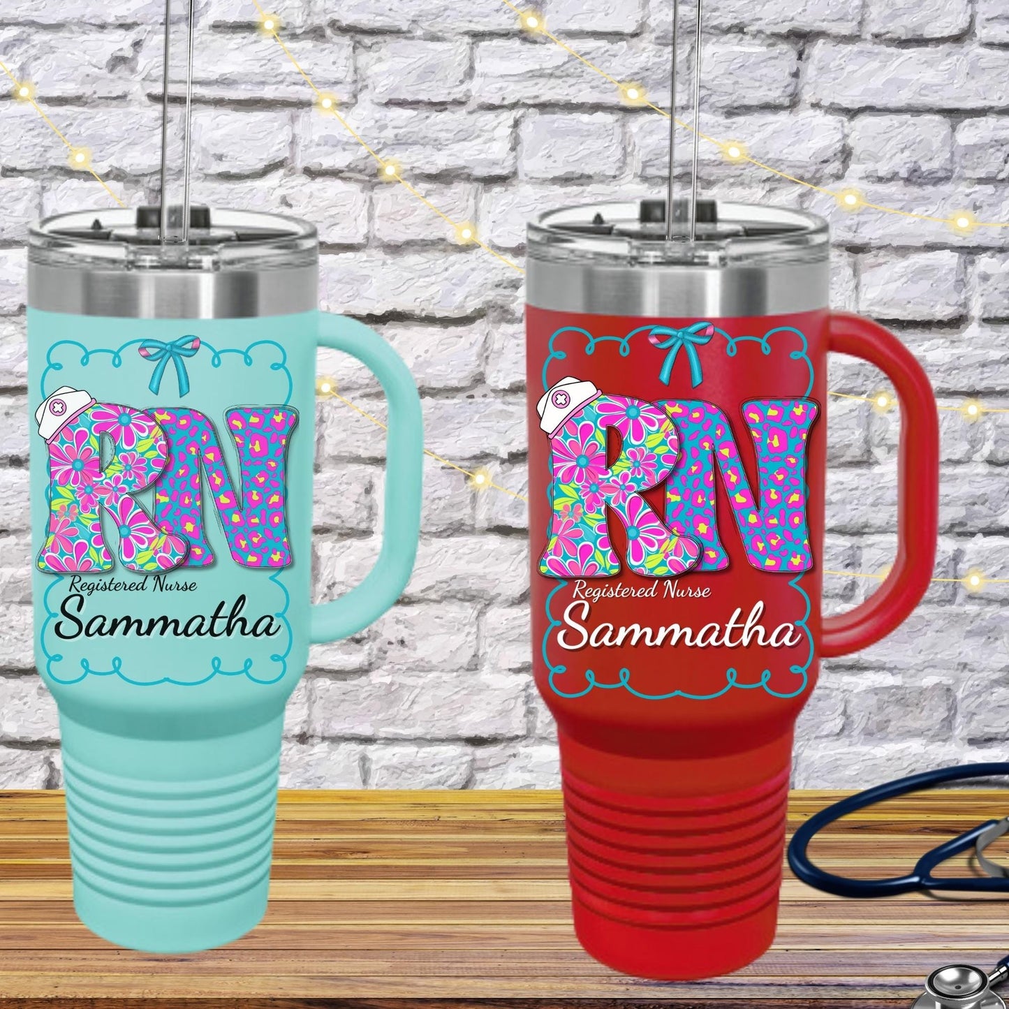 Personalized Nurse Tumbler 40oz: Insulated Coffee Mug, RN LPN CNA Gift