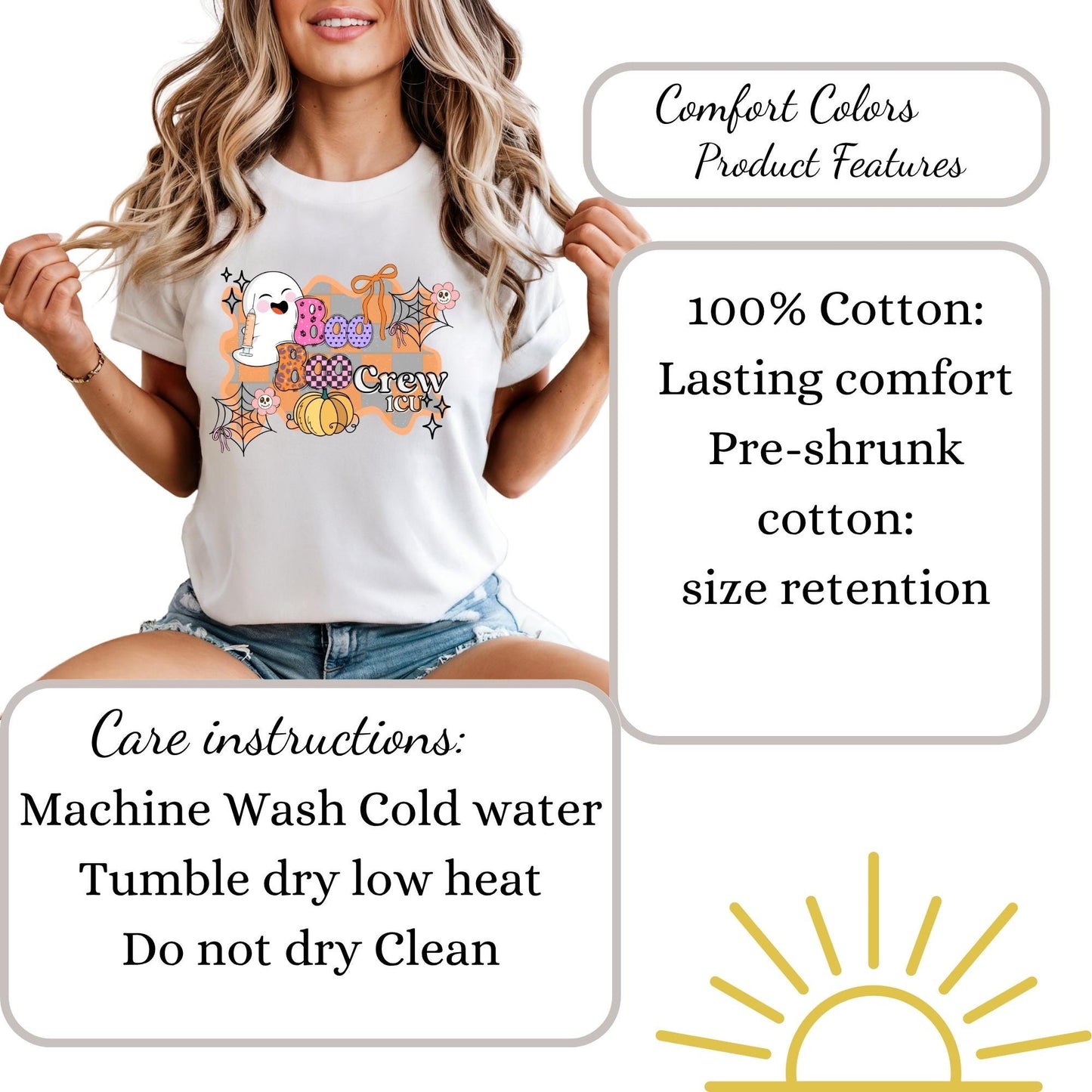 ICU Nurse Halloween boo boo crew Comfort Colors® 100% cotton autumn T-shirt S-4XL