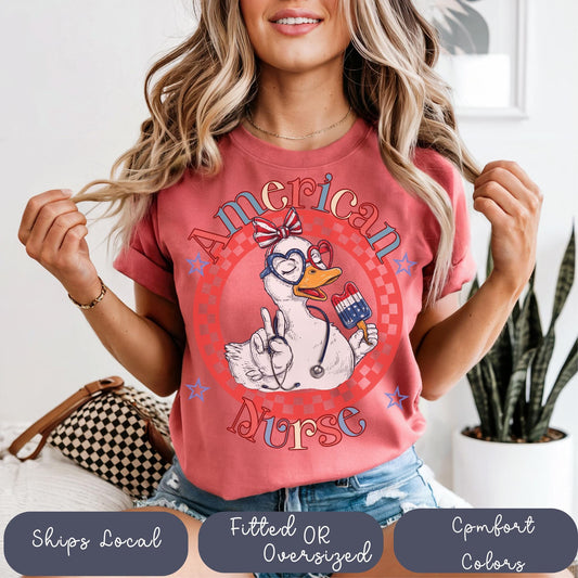 Patriotic Nurse T-Shirt: 4th of July Comfort Colors Tee