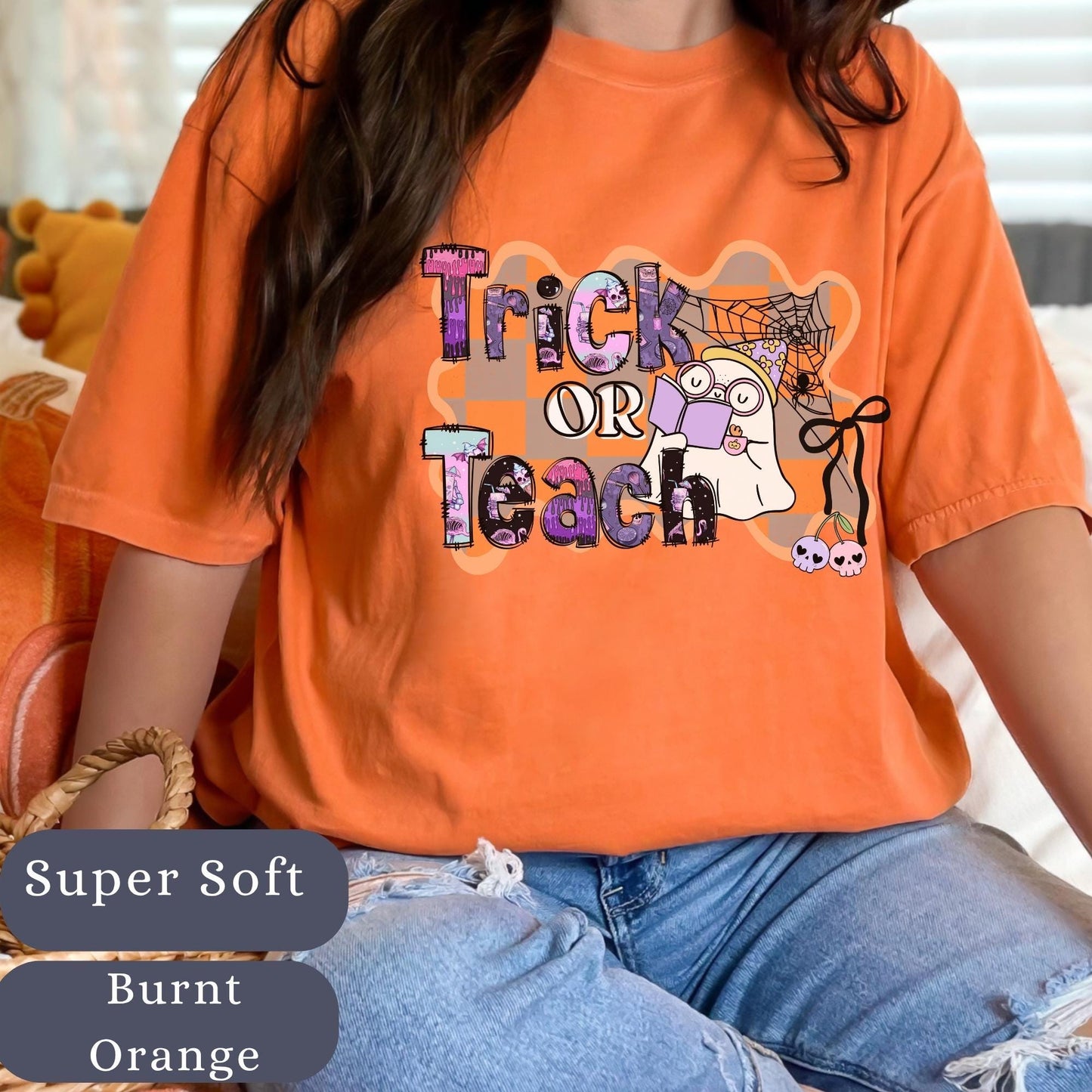 Trick or Teach Halloween T-Shirt: Comfort Colors Teacher Tee